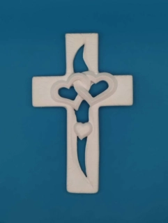 Silikonová forma - Kříž s vyrytými  srdíčky - 15,8 cm