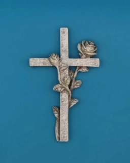 Silikonová forma - Křížek s obepínající růží - 11,5 cm