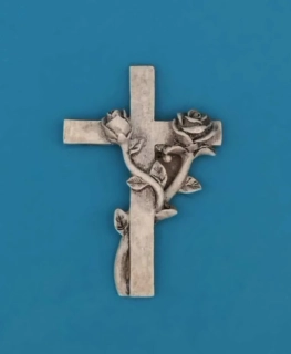 Silikonová forma - Křížek s obepínající růží - 7,5 cm