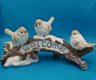 Silikonová forma - Ptáčci na větvi s nápisem "WELCOME"